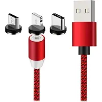 Mtp Products 3-1:ssä LED-magneettikaapeli - Lightning, USB-C, MicroUSB - 1m - Punainen