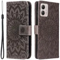 SKALO Motorola Moto G53 5G Mandala lompakkokotelo - Harmaa