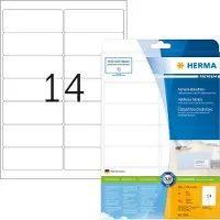 Herma 5076, Valkoinen, Paperi, Laser/Inkjet, Matta, Kiinteä, Pyöristetty suorakulmio