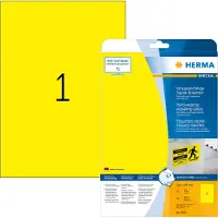 Herma 8033, Keltainen, Itse kiinnittyvä tulostintarra, A4, Laser, Kiinteä, Matta