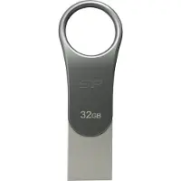 Silicon Power Mobile C80, 32 GB, USB Type-A / USB Type-C, 3.2 Gen 1 (3.1 Gen 1), Ilman suojusta, 8 g, Titaani (SP032GBUC3C80V1S)