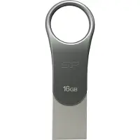 Silicon Power Mobile C80, 16 GB, USB Type-A / USB Type-C, 3.2 Gen 1 (3.1 Gen 1), Ilman suojusta, 8 g, Titaani (SP016GBUC3C80V1S)