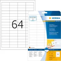 Herma 4226, Valkoinen, Itse kiinnittyvä tulostintarra, A4, Paperi, Laser/Inkjet, Kiinteä
