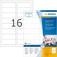 Herma 10303, Valkoinen, Pyöristetty suorakulmio, Irroitettava, Paperi, Matta, Laser/Inkjet
