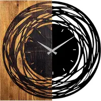 Opviq Koristeellinen puinen seinäkello Wallxpert Wooden Clock 39 - Vaalea pähkinä, musta