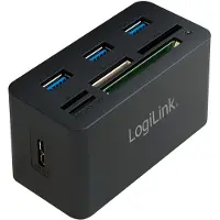 Logilink CR0042, Langallinen, USB 3.2 Gen 1 (3.1 Gen 1) Type-A, Musta, CF, MS Duo, MS Micro (M2), MicroSD (TransFlash), 2 TB, USB 2.0, USB 3.2 Gen 1 (