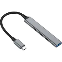 Equip 128961, USB 3.2 Gen 1 (3.1 Gen 1) Type-C, USB 2.0, USB 3.2 Gen 1 (3.1 Gen 1) Type-A, 5000 Mbit/s, Musta, Harmaa, Alumiini, 0,15 m