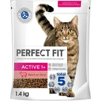 Mars 5x 1.4kg Perfect Fit Active 1+ Runsaasti naudanlihaa sisältävä kissan kuivaruoka