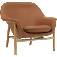Normann Copenhagen Drape Lounge Chair Low Grey Steel Nojatuoli Vaahtomuovi Valmistettu sta Valmistettu sta Runko Tammesta - Nojatuolit Nahka Ruskea - 607004