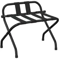vidaXL Matkalaukkuteline selkänojalla musta 56x39x52 cm