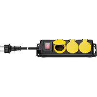 Goobay 3-Way Outdoor Power Strip 3m kaapelilla - musta / keltainen