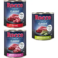 Rocco 6x800g Classic -Nautalajitelma: Nauta, Nauta ja vasikansydän, Nauta ja pötsi