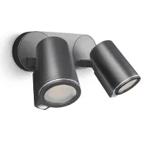 Steinel Smart Sensor -spottivalaisin ulos, 2-lamppuinen, antrasiitti, IP44 Spot Duo SC, Musta, Alumiini, Moderni, seinäkohdevalaisin