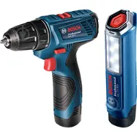 Bosch Pora/ruuvinväännin GSR 120-Li; 12 V; 2x2,0 Ah akku + Taskulamppu GLI 12V-300
