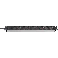 Brennenstuhl – Power strip, 9 output connectors, 19" 1U, 2m cable, black/silver (1390007009)