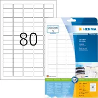Herma 4336, Valkoinen, Itse kiinnittyvä tulostintarra, A4, Paperi, Laser/Inkjet, Kiinteä