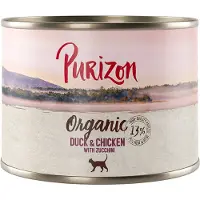Purizon 24x200g Organic luomuankkaa, luomukanaa ja luomukesäkurpitsaa kissan märkäruoka