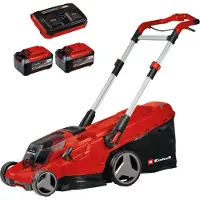 Einhell RASARRO 36/42 hiiliharjaton työnnettävä akkuruohonleikkuri, 36 volttia, 2 x 5,2 ampeerituntia, 420 millimetriä, Musta, Punainen