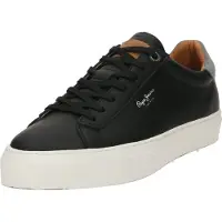 Pepe Jeans for man. PMS30930 Yogi Original leather trainers black (41), Flat, Laces, Casual