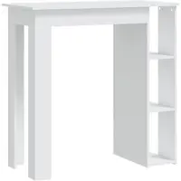 vidaXL Baaripöytä hyllyllä valkoinen 102x50x103,5 cm lastulevy