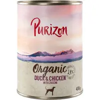 Purizon 6x400g Organic ankka ja kana kesäkurpitsalla koiran märkäruoka