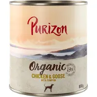 Purizon 6x800g Organic luomukanaa, luomuhanhea & luomukurpitsaa koiran märkäruoka