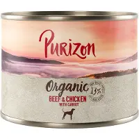 Purizon 6x200g Organic luomunautaa, luomukanaa & luomuporkkanaa koiran märkäruoka