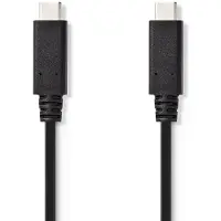 Nedis USB kaapeli | USB 3.2 Gen 2 | USB-C Uros | USB-C Uros | 15 W | 10 Gbps | Niklattu | 1.00 m | Pyöreä | PVC | Musta | Panta