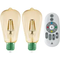 Eglo E27 LED-Z ST64 4.9W 500LM 2200K 2 KPL KELTAINEN KAUKOSÄÄTIMELLÄ B.-Z