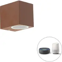 QAZQA Älykäs seinävalaisin ruosteinen ruskea IP44 sis. Wifi GU10 - Baleno