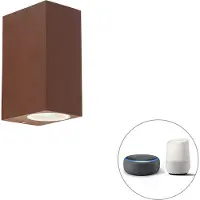 QAZQA Älykäs seinävalaisin ruosteinen ruskea IP44 sis. 2 Wifi GU10 - Baleno