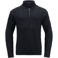 Devold Unisex Nansen Sweater Zip Neck Dark Blue Melange Pitkähihaiset paidat XS