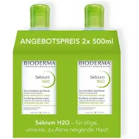Bioderma Sébium H2O - Anti-epäpuhtauttavaa, hellävaraisesti kirkastavaa mikkelivettä rasvoittuvalle ja akneen taipuvaiselle iholle - duopakkaus Meikinpoistoaine 1000 ml