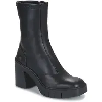Art for woman. 119731101003_001 Black leather ankle boots -Heel height: 9cm (41), 8 to 10 cm, Zip, Casual