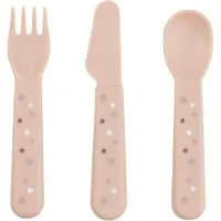 Done by Deer Happy Dots foodie ruokailuvälinesetti 3 osaa Puuteri