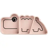 Done by Deer Silicone Stick&Stay Snack Plate Croco Powder - Pink - ONE SIZE