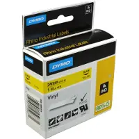 Dymo RhinoPRO 24mm vinyltejp, svart på gul, 5.5m rulle