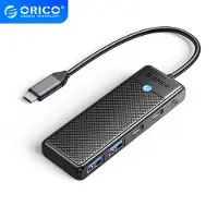 ORICO Adapter Hub 4in1 USB A3.0x2 + Type-C3.0x1 + PD100Wx1 USB hub - 4 porttia - USB 3.0 - Musta