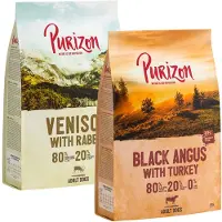 Purizon 3x1kg -kokeilupakkaus Black-Angus-Beef & Turkey, Venison & Rabbit, Fish koiranruoka