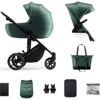 Kinderkraft Prime 2 2-in-1 Yhdistelmävaunut, Dark Green