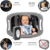 Reer Babyview Led Car Safety Mirror With Light - Grey - ONE SIZE