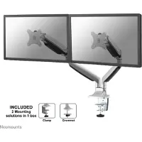 NeoMounts FLAT SCREEN DESK MOUNT (10-32") DESK CLAMP/GROMMET 2 SCREENS SILVER (NM-D750DSILVER)
