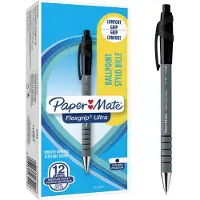 Paper Mate FlexGrip Ultra RT, Klipsi, Kuulakärkikynä klikkausmekanismilla, Musta, 12 kpl, Keskikokoinen (S0190393)