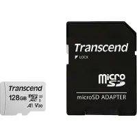 Transcend 300S 128 Gt microSDXC UHS-I U3 V30 A1 -muistikortti + SD-adapteri, hopea