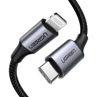 UGREEN Alumiinikuorella punottu USB-C to Lightning kaapeli 1m - Musta