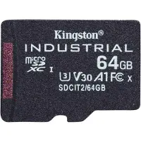 Kingston – 64GB microSDXC Industrial C10 A1 pSLC Card w/o Adapter (SDCIT2/64GBSP)
