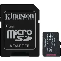 Kingston 64gb microsdxc industrial c10 a1 pslc card + sd adapter
