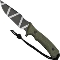 ANV Knives M311 SPELTER DLC Camo Elmax, Olive Micarta Handle, Black Kydex Sheath, survival knife