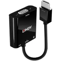 Lindy 38285, 0,1 m, HDMI-tyyppi A (vakio), VGA (D-Sub), Uros, Naaras, Suora