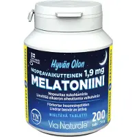 Via Naturale Hyvän Olon Nopeavaikutteinen Melatoniini 1,9 mg, 200 tabl